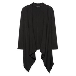 Banana Republic Black Luxespun Ribbed Waterfall Cardigan